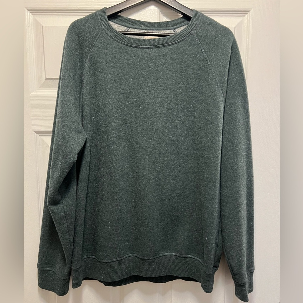 Flint and Tinder dark green sweatshirt.